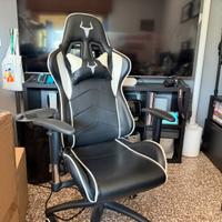 Sedia Gaming in pelle  Bianca Nera