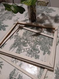 set di 2 cornici in legno color panna