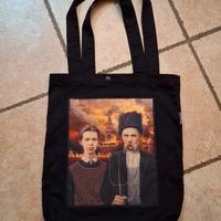 shopper nera cotone The burning Moscow nuova