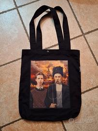 shopper nera cotone The burning Moscow nuova