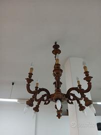 coppia lampadari artistici in legno