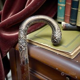 Antico meraviglioso manico ombrello argento 1800