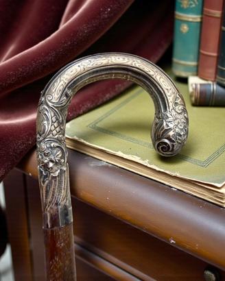 Antico meraviglioso manico ombrello argento 1800