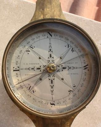 Bussola meridiana ottone nautica antica tabella incisa orologio solare campeg