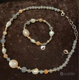 Parure collana e bracciale argento e pietre dure