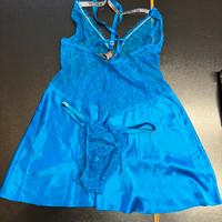 Completo Victoria Secrets lingerie  raso blu
