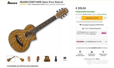 chitarra acustica da viaggio, nuova e bella.