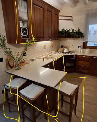 Parti della cucina color noce 