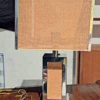 Lampada anni 70 cromo rattan