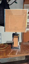 Lampada anni 70 cromo rattan