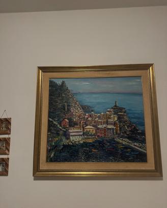 Dipinto a olio su tela Vernazza(1979) Solo tela