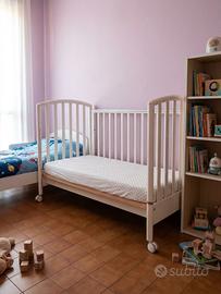 Lettino in Legno Bianco per Bambini con Materasso 