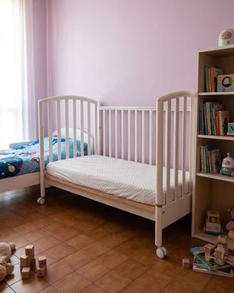 Lettino in Legno Bianco per Bambini con Materasso 