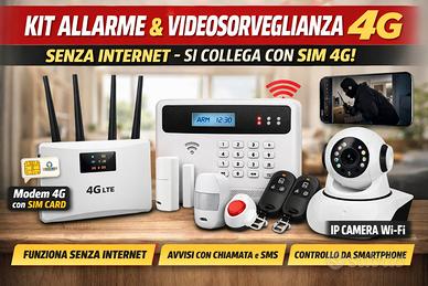 Kit Allarme + Videosorveglianza 4G senza Internet