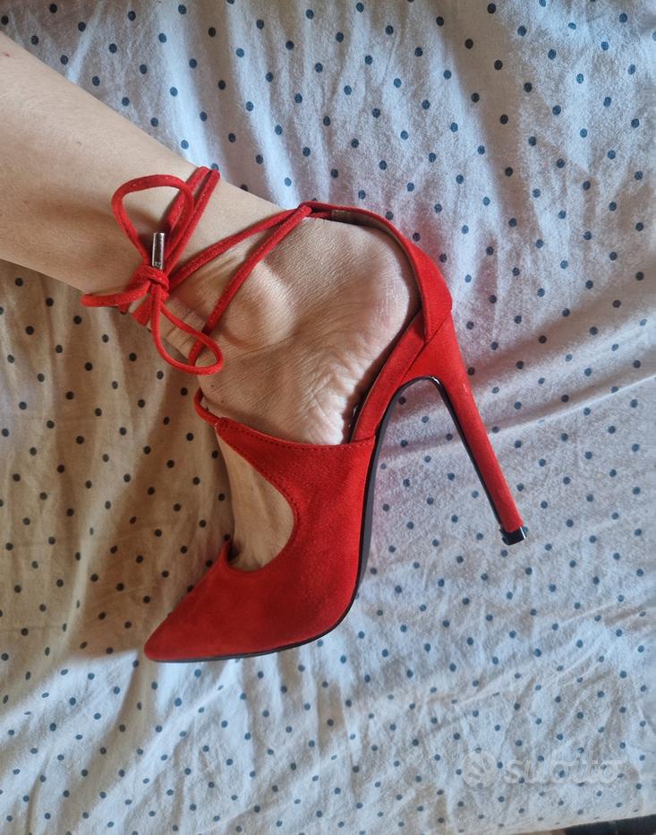 Scarpe rosse tacco on sale quadrato