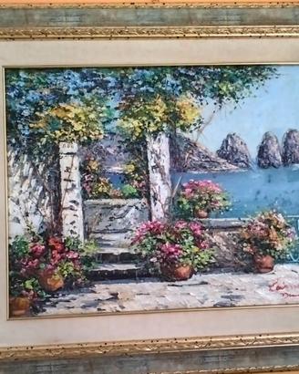 Dipinto Olio su tela "CAPRI" di Domenico Caiazza