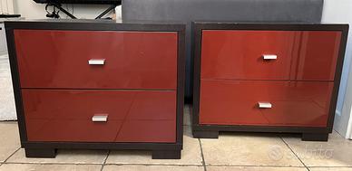 Comodino o 2 comodini nero e rosso