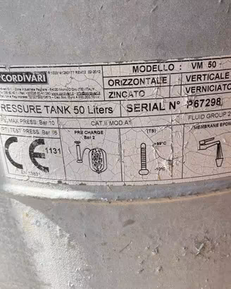 Vaso Esp Autoclave CORDIVARI 50 Litri ZINC - VM 50