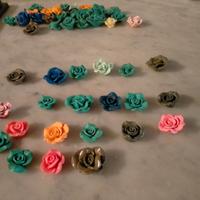fiori fimo/polimero? vintage lotto 48 pezzi rose