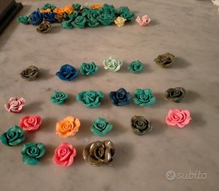 fiori fimo/polimero? vintage lotto 48 pezzi rose