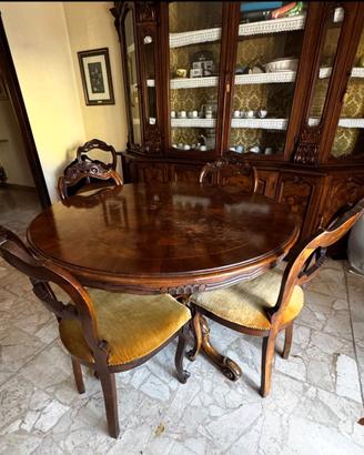 Tavolo in radica con 6 sedie