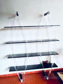 Libreria "Sintesi", plexiglass, ripiani nero opaco