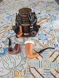 Lotto 3 pipe nuove 3 usate e portapipe