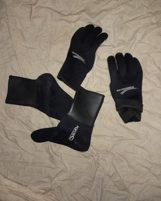 guanti + sottocalzari subacquea