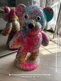 Orso statua d’arredo in ceramica multicolor