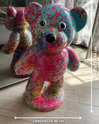 Orso statua d’arredo in ceramica multicolor