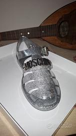 sandali jelly glitter moschino argentati 