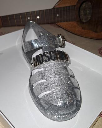sandali jelly glitter moschino argentati 