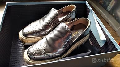 Scarpe Prada in pelle argento metallizzato