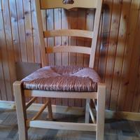 6 sedie in legno con seduta in paglia