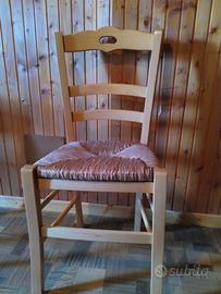 6 sedie in legno con seduta in paglia