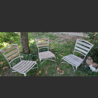 3 Sedie Da giardino Esterno Alluminio legno Vintag