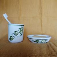 SET PORTASAPONE/ PORTASPAZZOLINO IN CERAMICA DECOR