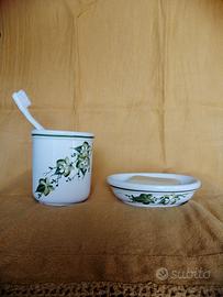 SET PORTASAPONE/ PORTASPAZZOLINO IN CERAMICA DECOR