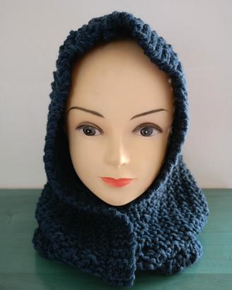 Balaclava blu mélange 100% pura lana vergine 