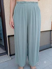 Pantaloni Palazzo verde salvia Blue Sand vita al