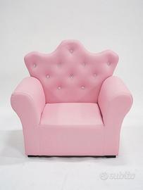 Poltrona per Bambini Rosa con Bottoni Brillanti
