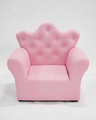 Poltrona per Bambini Rosa con Bottoni Brillanti