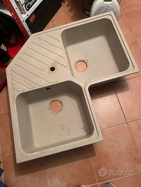 Lavello cucina angolare fragranite color crema