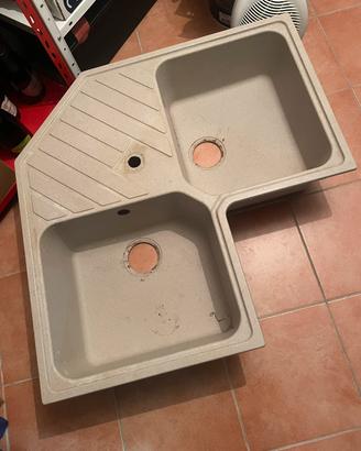 Lavello cucina angolare fragranite color crema