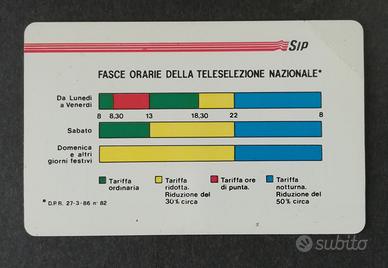 CARTA TELEFONICA SIP FASCE ORARIE