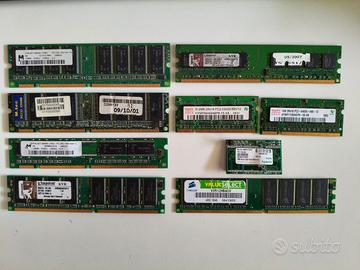 lotto misto di 9 moduli RAM PC133 DDR1 DDR2 FLASH