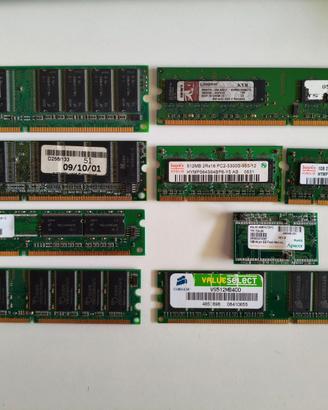 lotto misto di 9 moduli RAM PC133 DDR1 DDR2 FLASH
