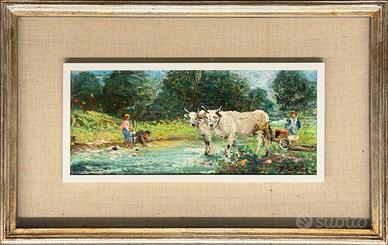 Rutilio Muti pittore quadro olio su tavoletta Lava