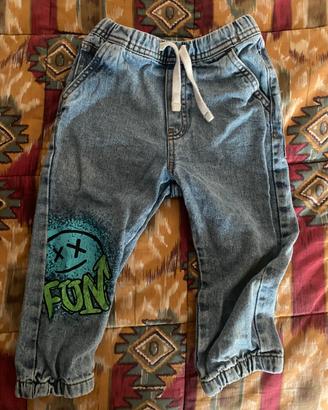 Jeans bambino TRN con disegno, Anni 2/3, 92-98cm