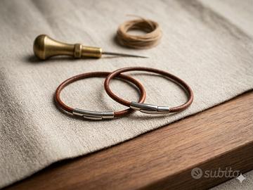 Braccialetto cuoio - fatto a mano - nuovo